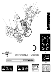 Decals Group Diagram and Parts List for 1696807-03-1024MDS 2019 Briggs and Stratton Snow Blower